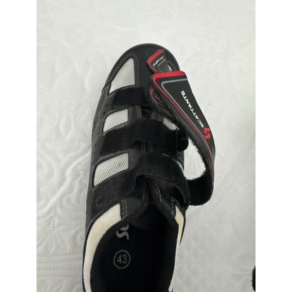 Scattante Cycling Shoes with Cleats Men's Size 9.5 Black Red Road Bike